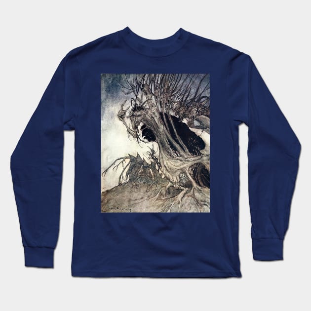 Calling Shapes and Beckoning Shadows - Arthur Rackham Long Sleeve T-Shirt by forgottenbeauty